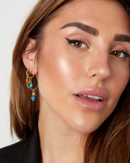 Oorbellen bedel party - Goud kleur/blauw