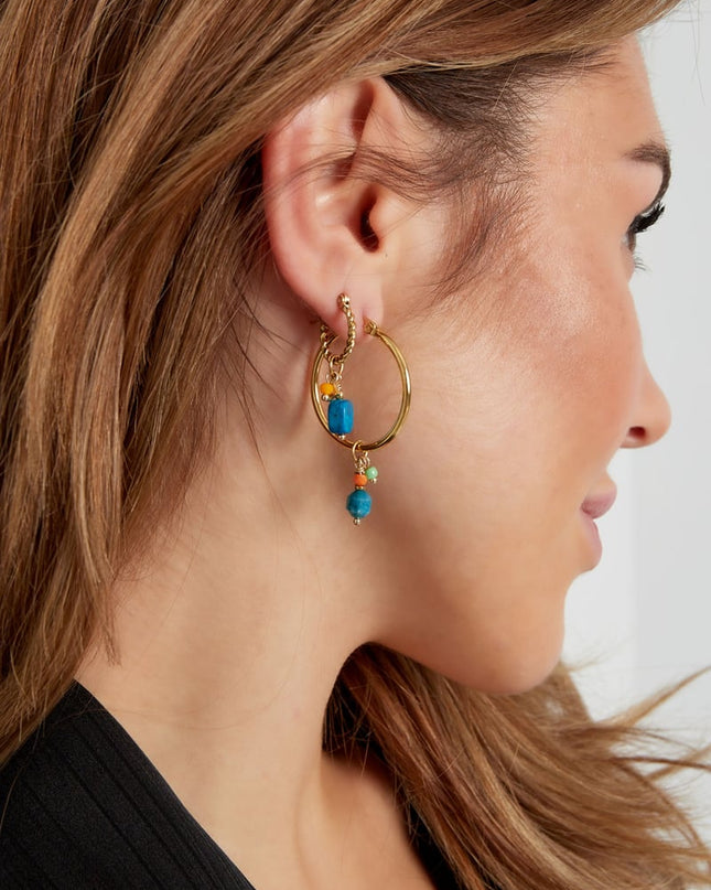 Oorbellen bedel party - Goud kleur/blauw