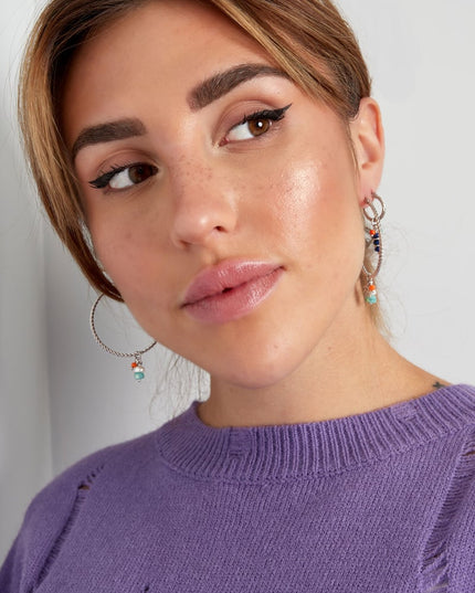 gedraaide oorringen met bedel natuursteen