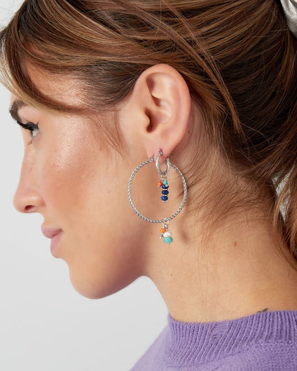 Oorbellen kralen party blauw - Goud kleur/blauw