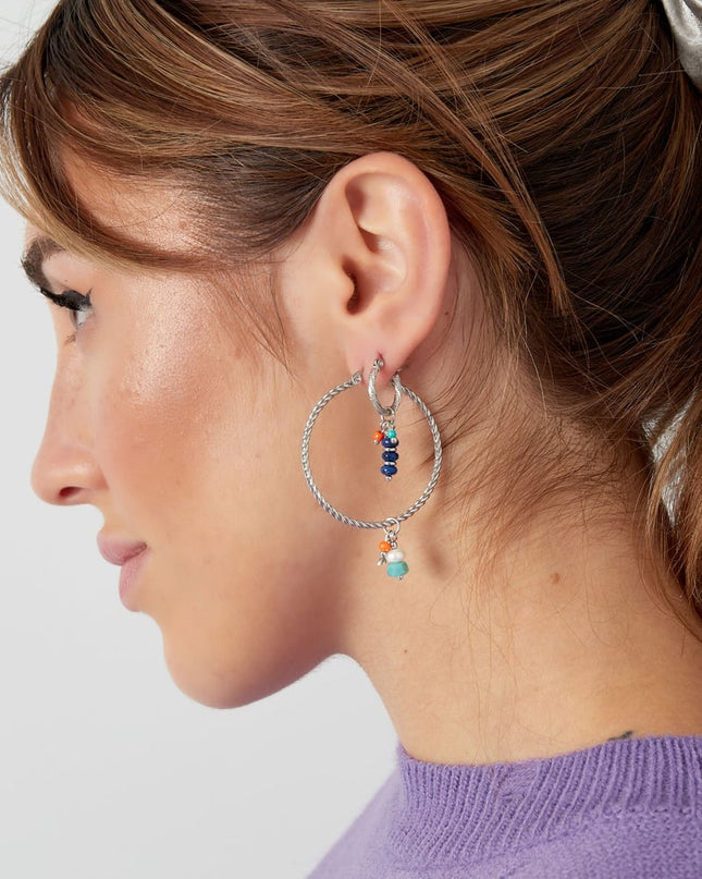 Oorbellen kralen party blauw - Goud kleur/blauw