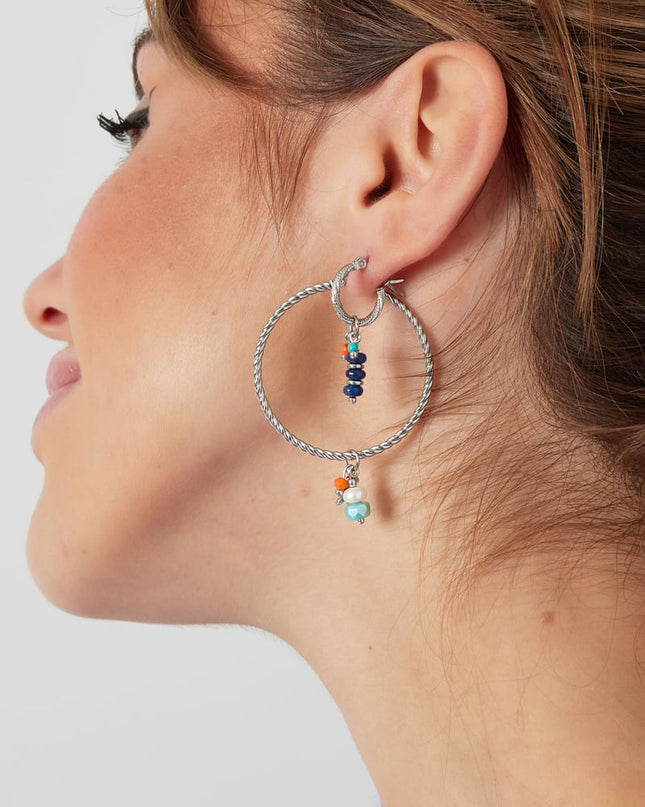 Oorbellen kralen party blauw - Goud kleur/blauw