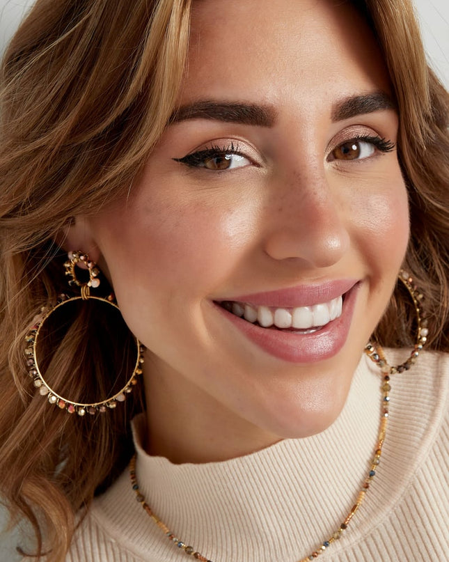 dubbele oorbel glaskralen winter