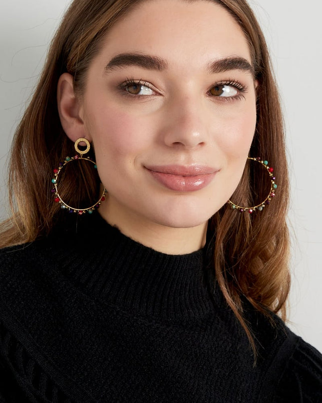 Oorbellen met kraaltjes - Goud kleur/beige