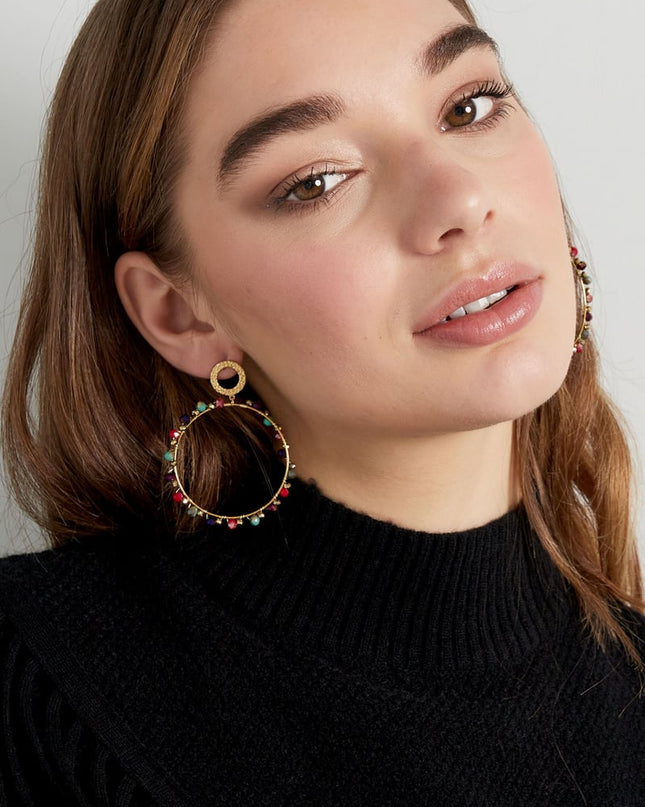 Oorbellen met kraaltjes - Goud kleur/beige