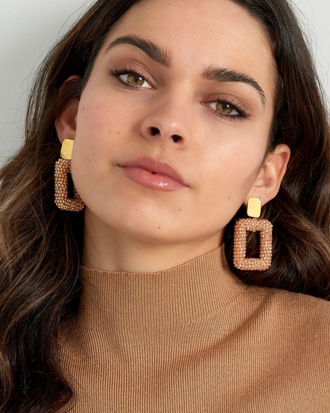 rechthoek oorbellen met glaskralen