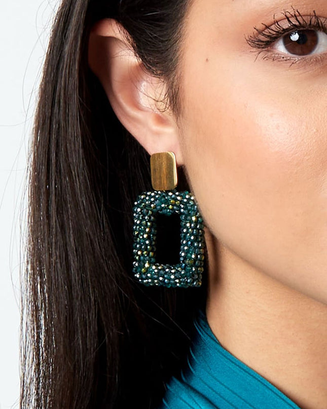 rechthoek oorbellen met glaskralen