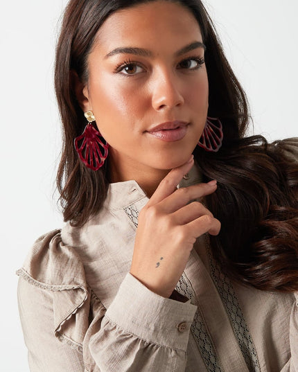 Oorbellen klaver en schelp met print