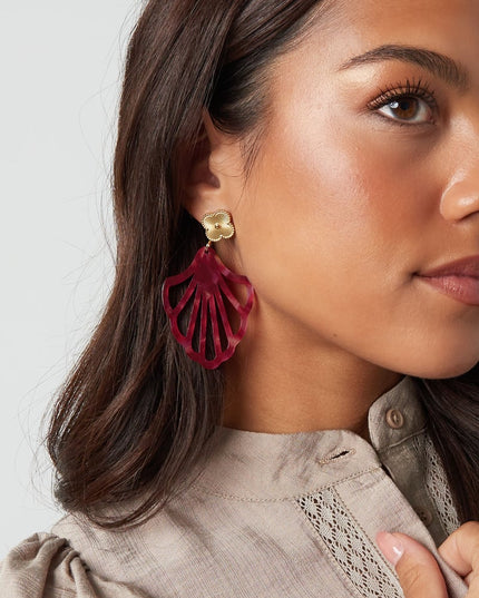 Oorbellen klaver en schelp met print