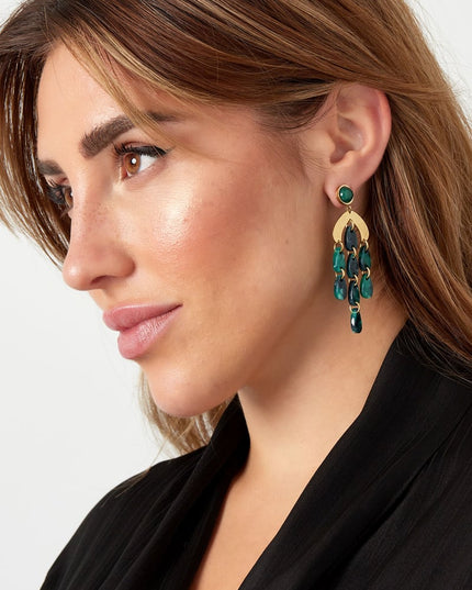 Oorbellen gekleurde coins - Goud kleur/blauw