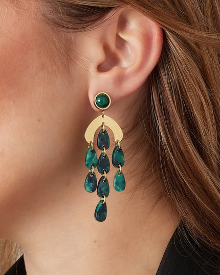 Oorbellen gekleurde coins - Goud kleur/blauw