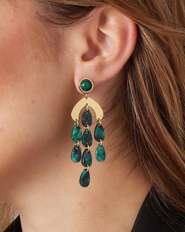 Oorbellen gekleurde coins - Goud kleur/blauw