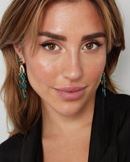 Oorbellen gekleurde coins - Goud kleur/blauw