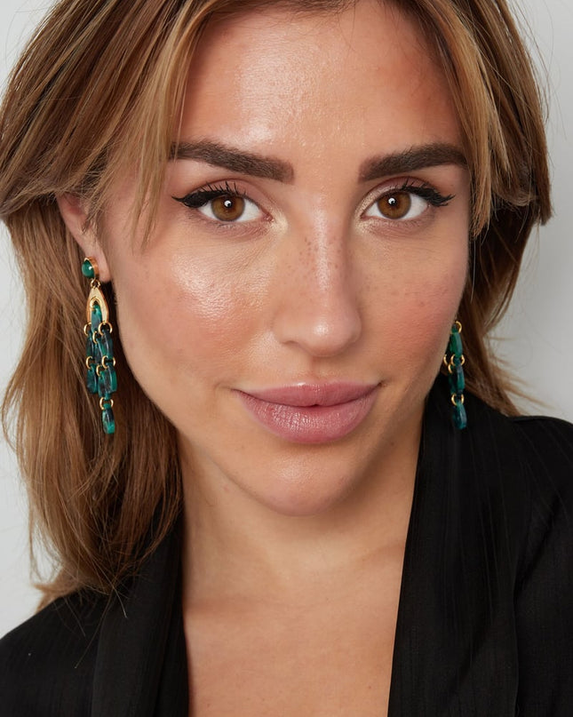 Oorbellen gekleurde coins - Goud kleur/blauw