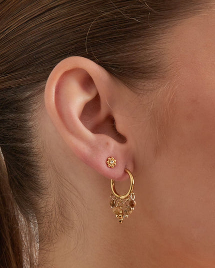 Oorbellen steentjes slinger - Goud kleur/zwart