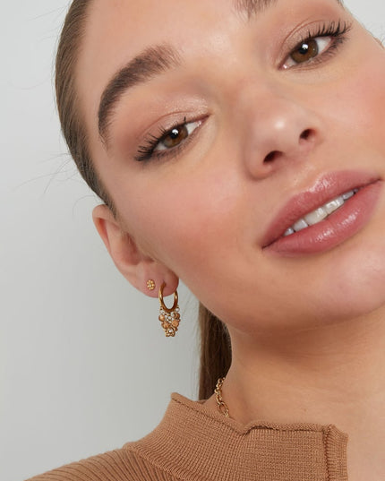 Oorbellen steentjes slinger - Goud kleur/zwart