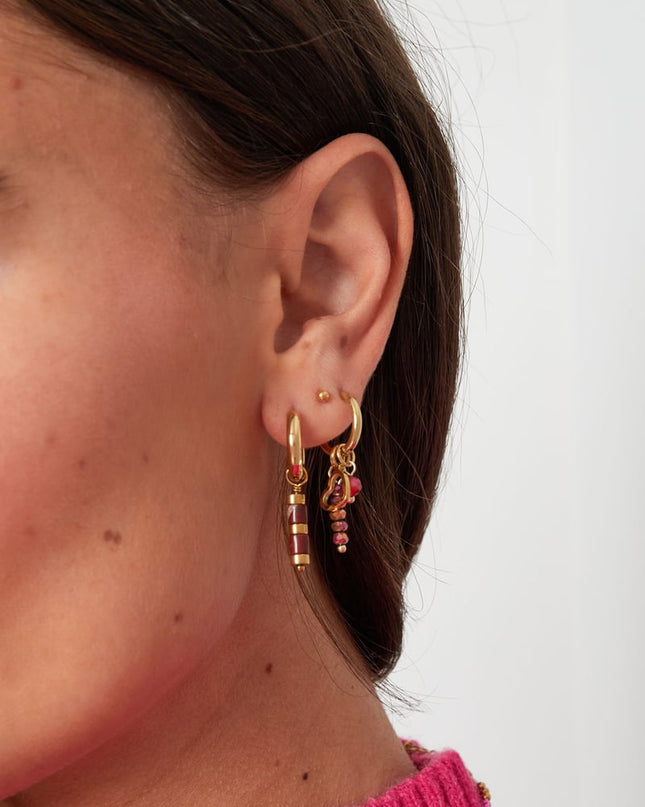 Oorbellen kraaltjes en Goud kleuren details - Goud kleur/rood