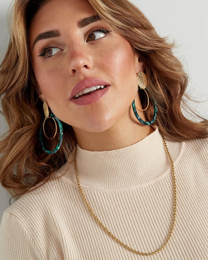 Oorbellen cirkels met print - Goud kleur/bruin