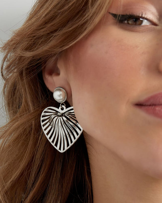 oorbellen hart met parel