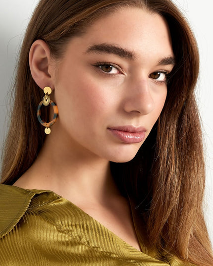 oorbellen cirkel met print