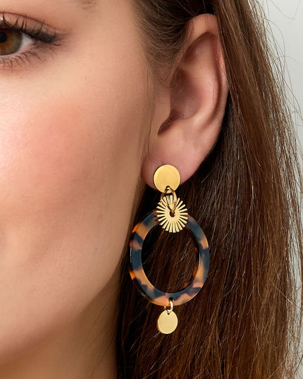 oorbellen cirkel met print