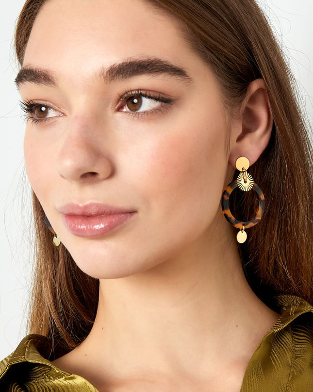 oorbellen cirkel met print