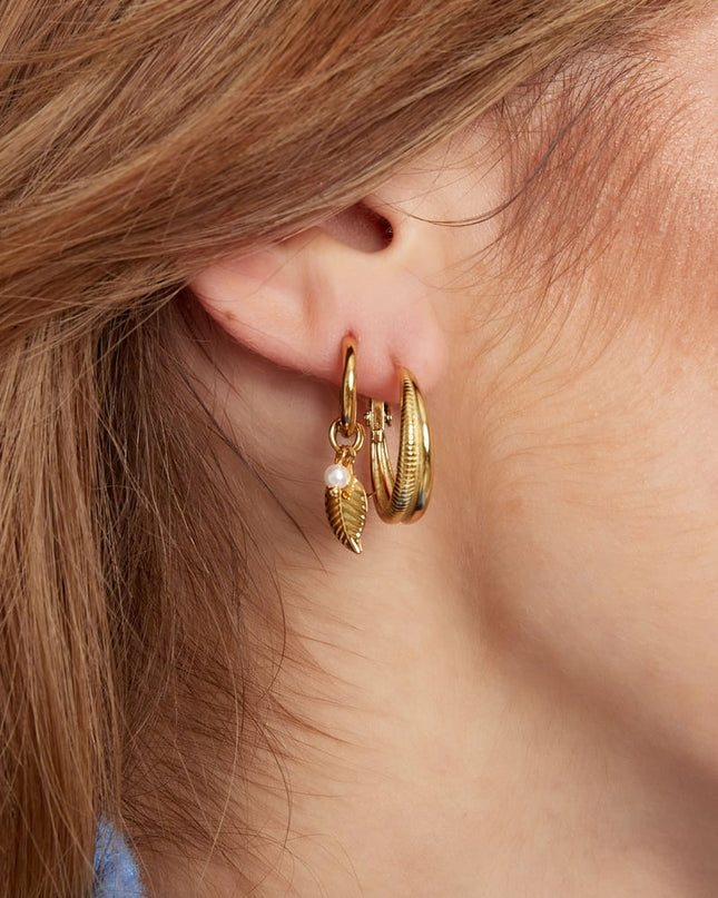 oorbellen blad met parels