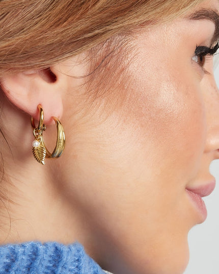 oorbellen blad met parels