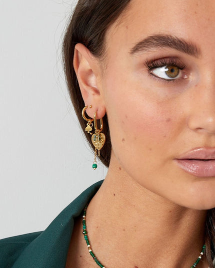 oorbellen natuursteen met poker detail