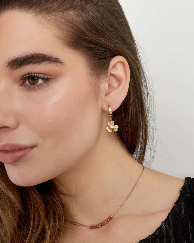 oorbellen bloem met steen