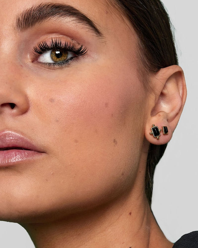 Oorstekers rechthoek randje - poederroze