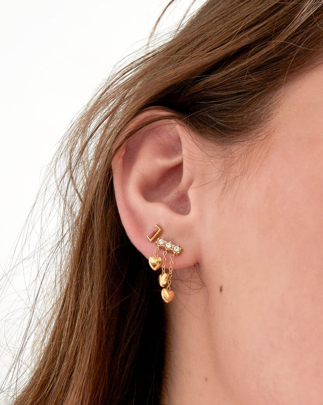 Oorstekers rechthoek randje - poederroze