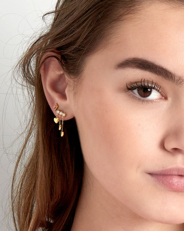 Oorstekers rechthoek randje - poederroze