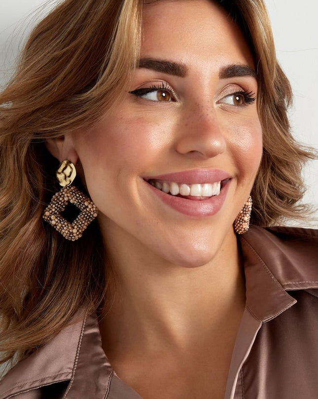 oorbel glaskralen ruit