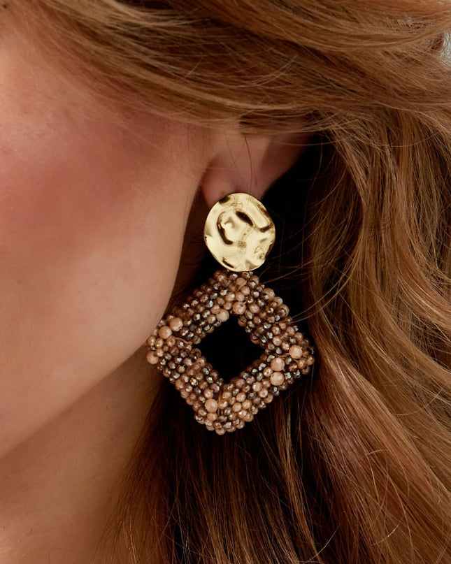 oorbel glaskralen ruit