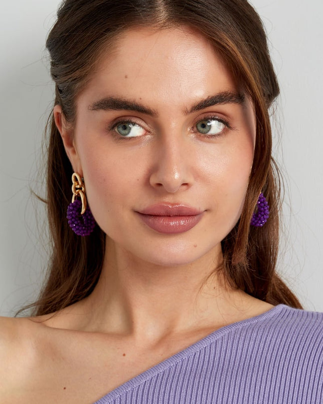 Dubbele oorbel met kralen