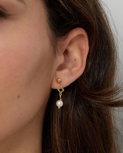 oorbellen klaver en parel bedel