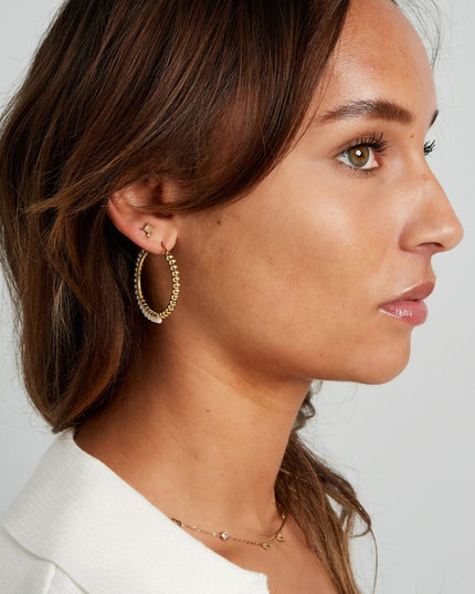 stainless steel large circle pearl bead earrings