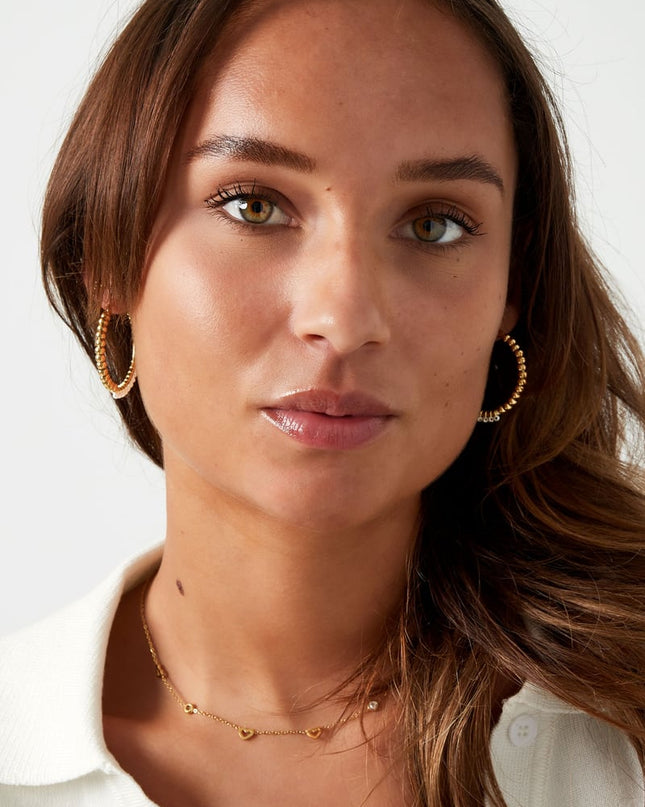 stainless steel large circle pearl bead earrings