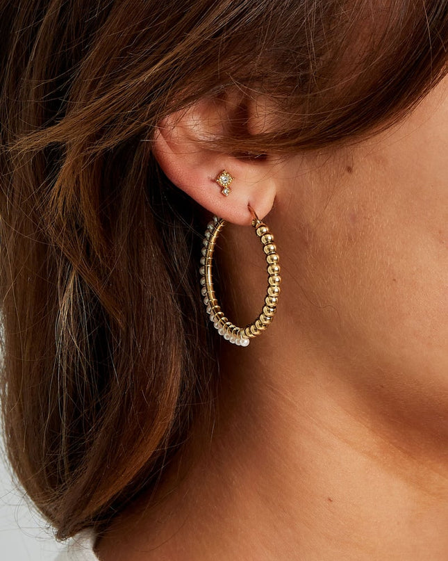 stainless steel large circle pearl bead earrings