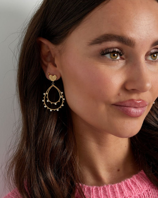 oorbellen hart druppel en parels