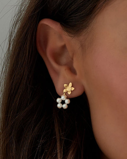 oorbellen parel flower