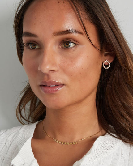 ronde oorbel met parels