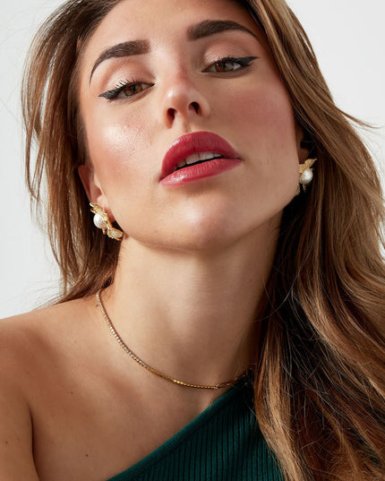 Oorbellen sparkly flower pearl zilver - zirkoon koper