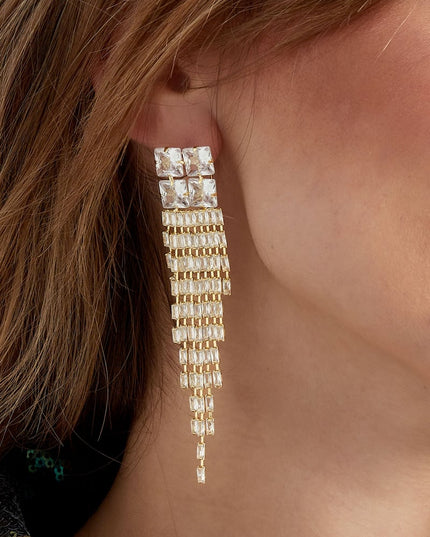 Oorbellen sparkly glam Goud kleur - zirkoon koper