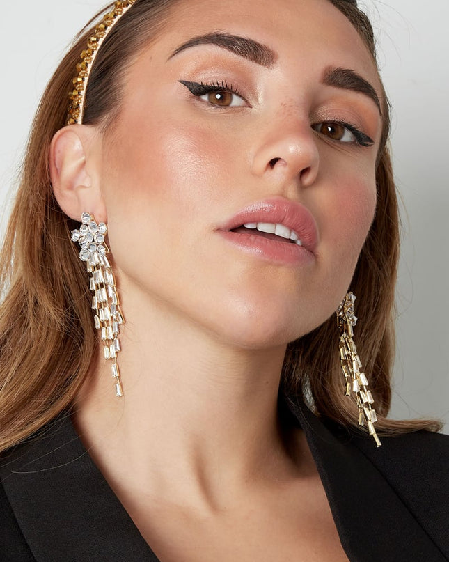 Oorbellen sparkly star Goud kleur - zirkoon koper