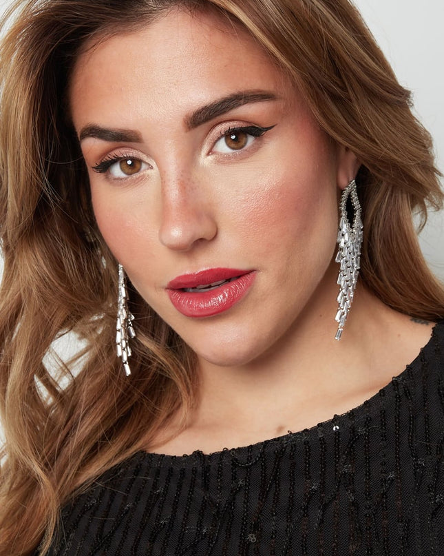 Oorbel sparkly ruit zilver - zirkoon koper