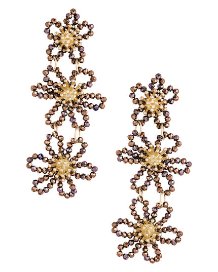 Flower party statement oorbellen - oranje/paars