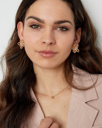 Kralen bloem oorbellen