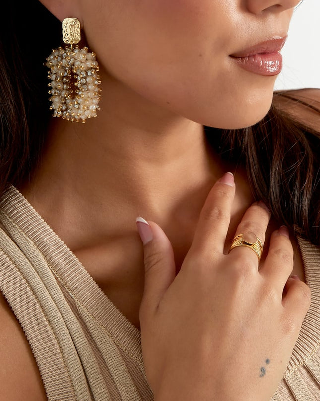 Glitter nights statement oorbellen - wit Goud kleur Color 